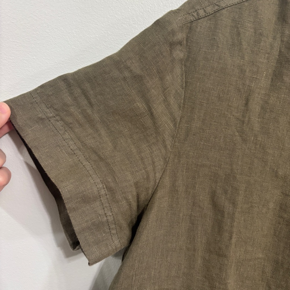 Poetry Olive Linen Notch-Neck Midi Dress - Picture 5 of 9